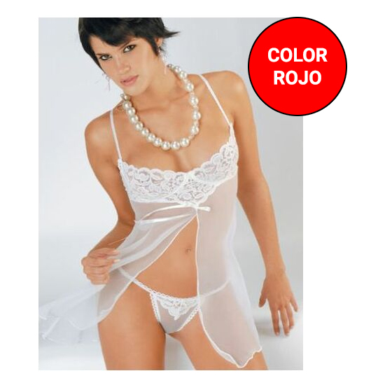 Jolie nuisette en micro tulle avec soutien-gorge en dentelle et ouverture frontale rouge