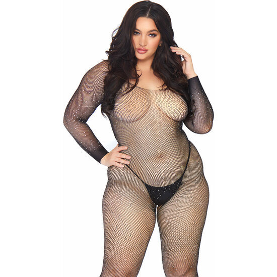 CRISTALIZED NET BODY STOCKING 1X-2X