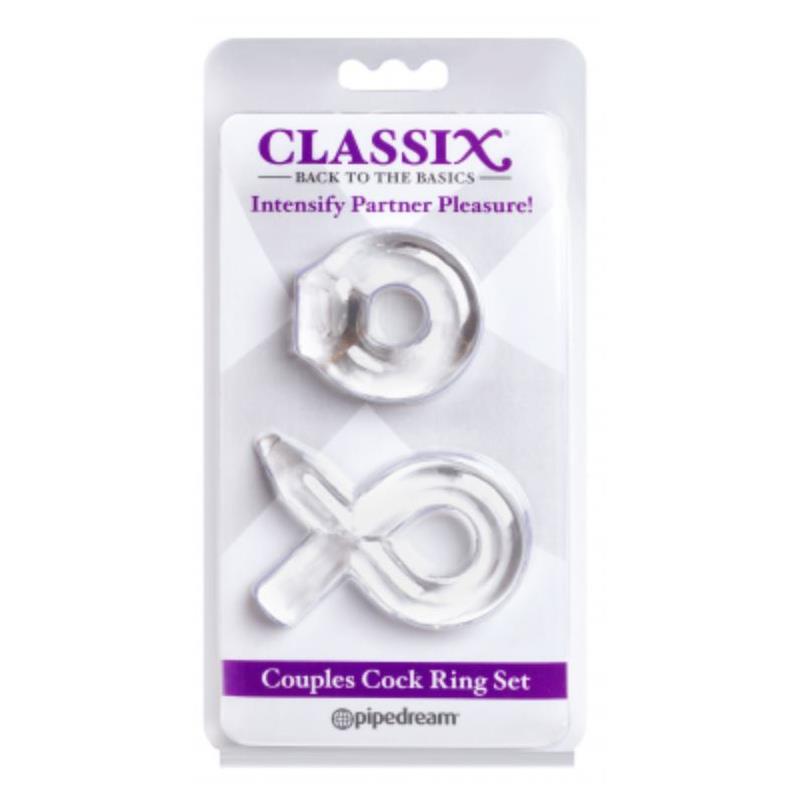 CLASSIX - ENSEMBLE POUR COUPLES 2 ANNEAUX PÉNIS TRANSPARENTS