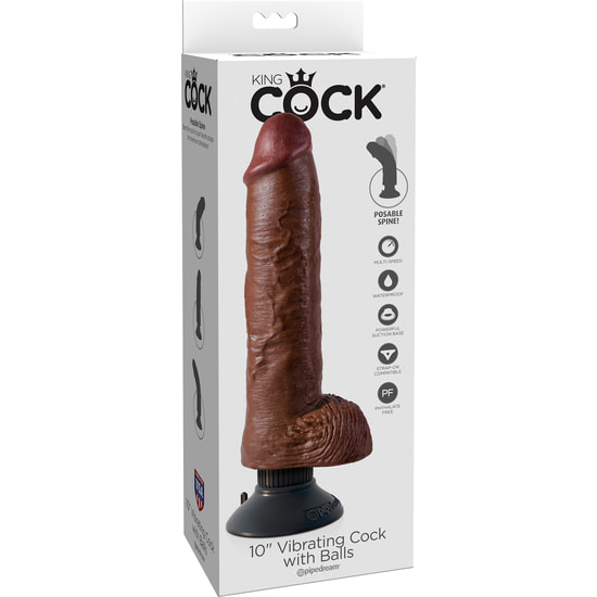 KING COCK 10 VIBRATING BROWN 3