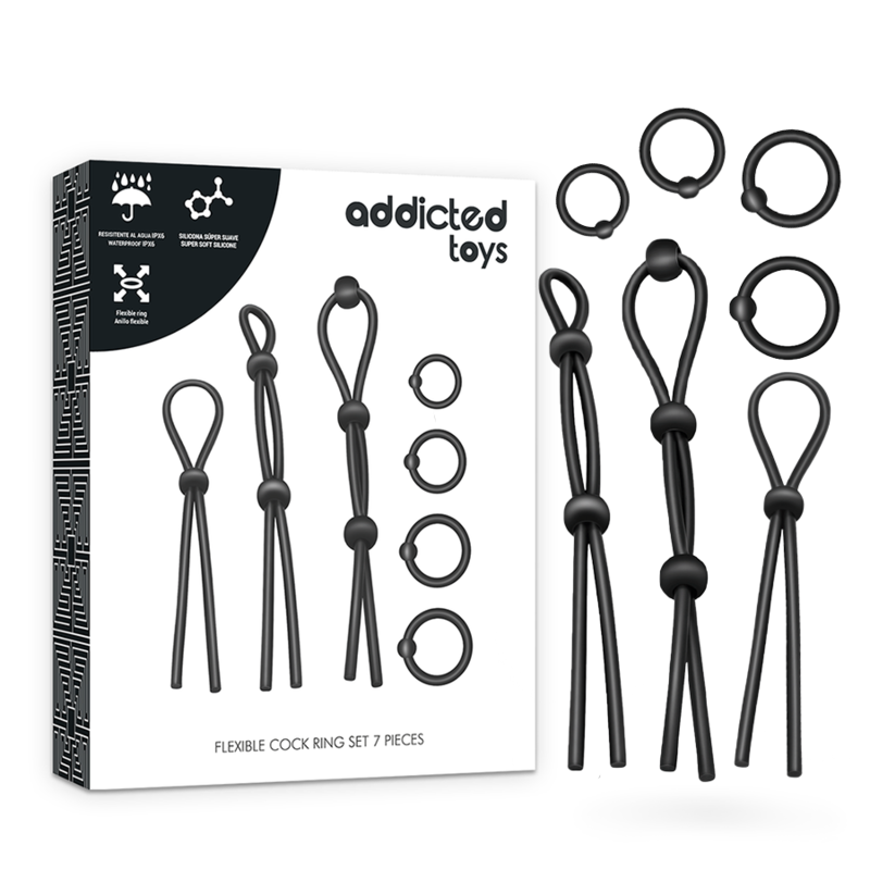 FLEXIBLE SILICONE COCK RING SET 7 PIECES