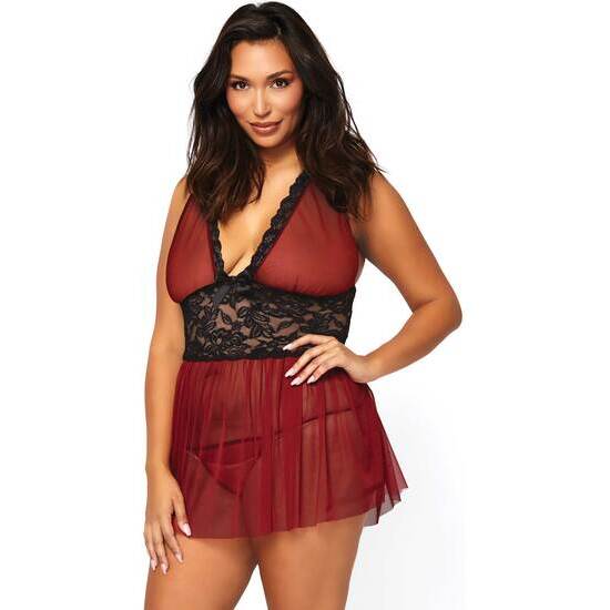 Leg avenue babydoll ensemble babydoll bourgogne avec string