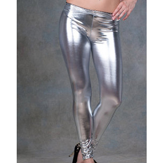 Legging en satin gris