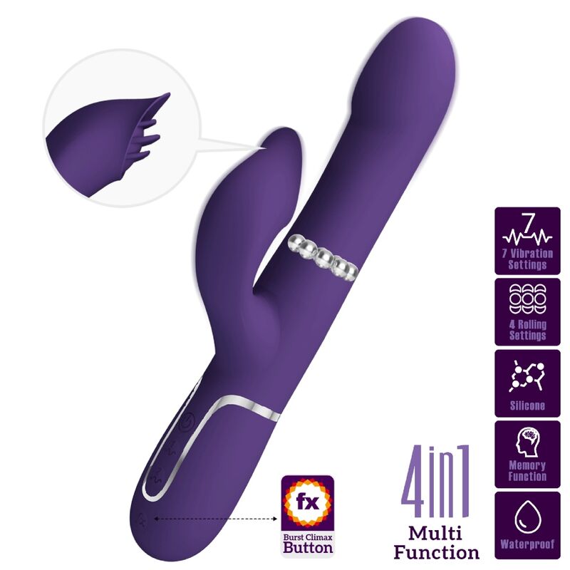 ZALIN PERLES VIBRATEUR LAPIN 4 EN 1 VIOLET