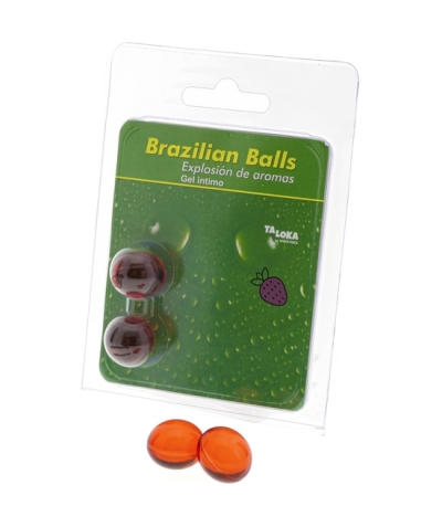 BRAZILIAN BALLS AROMA 2 boules brésiliennes explosion d'arômes gel intime aroma fraise en