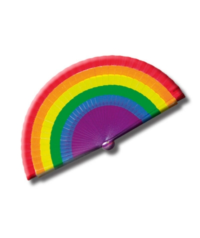 ABANICO MADERA BANDERA LGBT éventail en plastique, drapeau arc-en-ciel, fierté lgbtq+