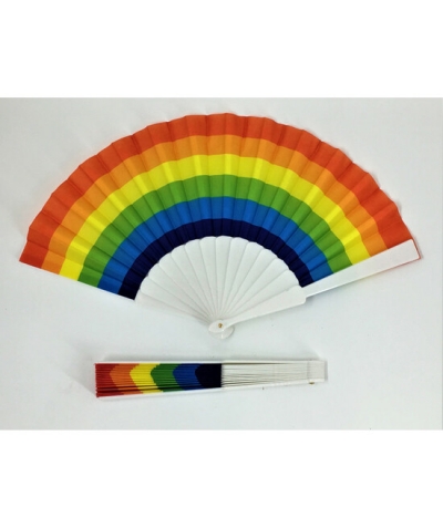 ABANICO PLÁSTICO BANDERA LGBT+ éventail en plastique aux couleurs de la fierté lgbt