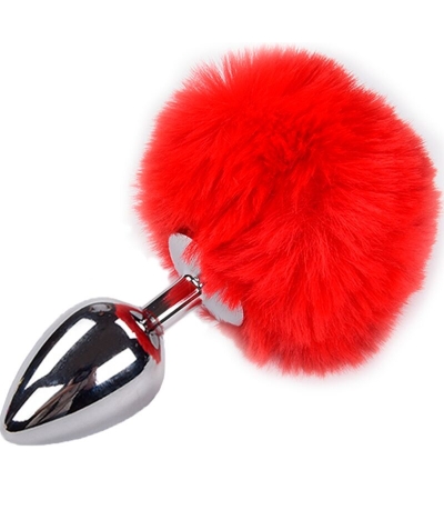 ANAL PLEASURE PLUG LISO METAL  Plug anal en métal avec pompon rouge