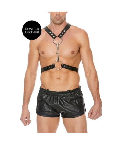 MEN'S HARNESS WITH METAL BIT Harnais homme avec mors métal - taille unique - noir