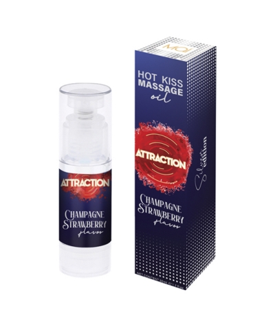 HOT KISS MASSAGE OIL Attraction huile de massage fraises au champagne 50 ml