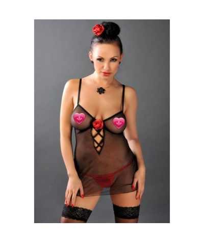 AVANUA MICROTUL Babydoll noir sensuelle avanua en microtul noir transparent