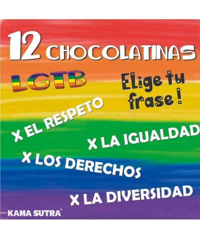 CAJA DE 12 CHOCOLATINAS Tablette de chocolat avec du chocolat aphrodisiaque et drapeau lgbt