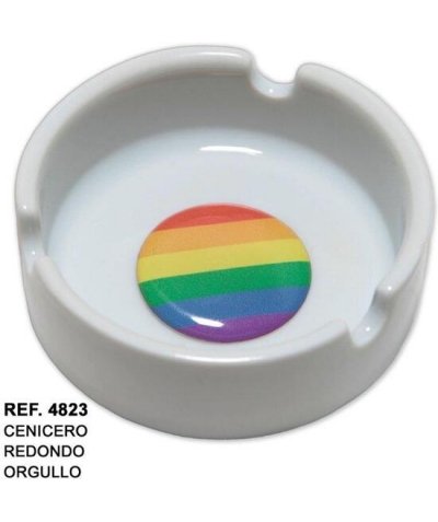 CENICERO REDONDO BANDERA LGBT  Cendrier petit, en céramique, décoration lgbt, fonctionnel.