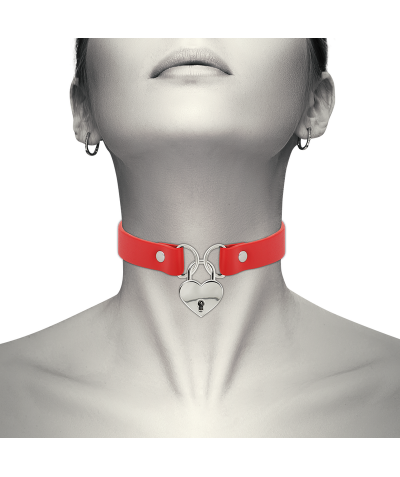 CHIC DESIRE 0 Chic desire - collier en cuir vegan rouge avec accessoire coeur avec c