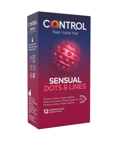 CONTROL SENSUAL DOTS &AMP; Préservatifs avec vergetures sensual dots and lines 12 unités