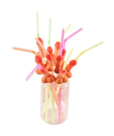 PARTY PECKER STRAWS Diable épicé - sachet de 10 pailles pénis naturels