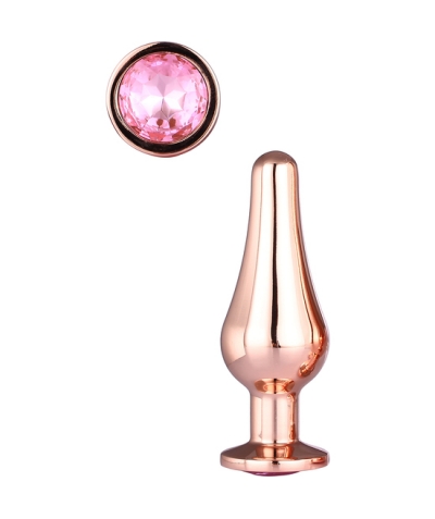 GLEAMING LOVE ROSE GOLD PLEASU Plug anal avec un bijou rond, taille s.