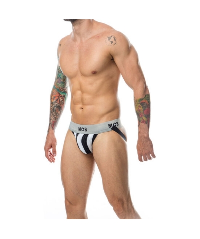 MOB STRIPE CLASSIC JOCK WHITE String sensuel rayé noir et blanc