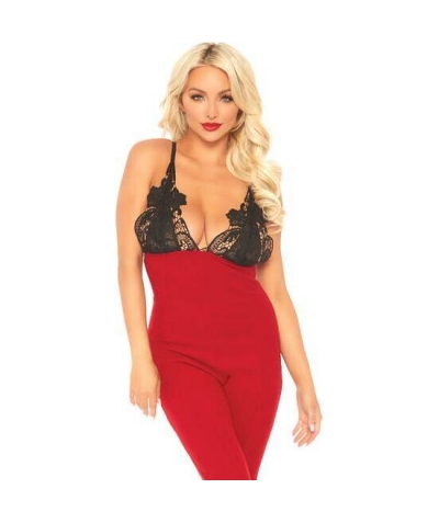 MONO  LACE_SLEEPWEAR Combinaison longue décolleté en dentelle