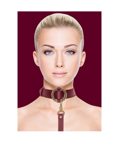 COLLAR WITH LEASH Aïe halo - collier avec laisse - bordeaux