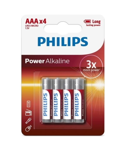 PHILIPS - POWER ALKALINE PILA  Piles alcalines aaa pour appareils électroniques compacts.