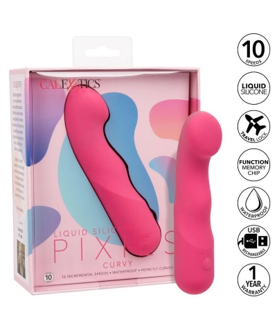 PIXIES VIBRATING Masseur curvy liquid silicone pixies: stimulateur ergonomique