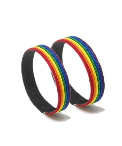 PULSERA DE CUERO NEGRO BANDERA Bracelet en cuir noir avec le drapeau lgbt+