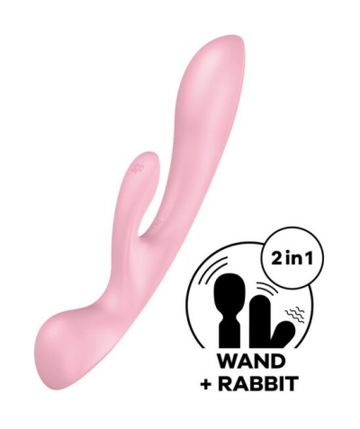 SATISFYER TRIPLE OH! Vibromasseur de type lapin avec poignée plate à utiliser uniquement pour la stimulation