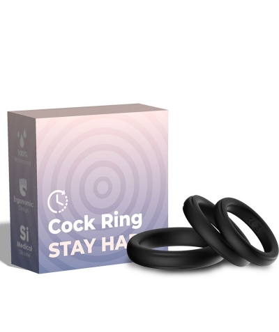 TRIPLE ANILLO SILICONA NEGRO Anneau en silicone médical pour renforcer les érections