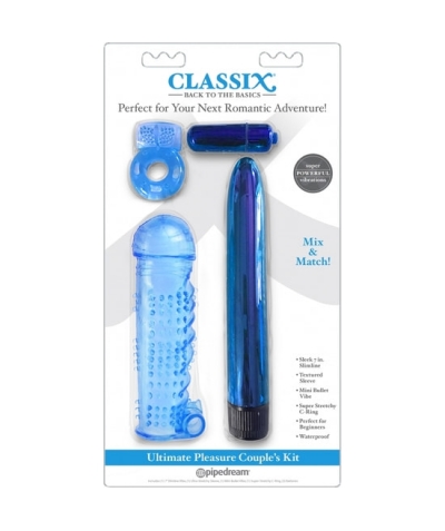 ULTIMATE PLEASURE KIT Classix - kit pour couples avec anneau, gaine et balles bleues