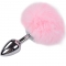 PLUG DE PLAISIR ANAL LISSE MÉTAL FLUFFY ROSE TAILLE S