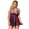 BABYDOLL - AVEC NOEUD ET DÉTAILS BRILLANTS VIOLET L / XL