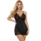 BABYDOLL AVEC POITRINE IMPRIMÉ FLEURI NOIR S/M