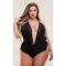 Body en satin sexy Baci - noir