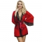 ROBE EN TISSU TRANSPARENT DÉTAIL DENTELLE ROUGE L/XL