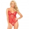 Body en dentelle avec transparences - rouge