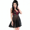 BABYDOLL AND THONG CR-4214 BLACK AND PINK