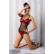 Ensemble haut et culotte sexy en satin bordeaux avec transpa