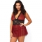 Leg avenue set babydoll bordeaux picardies avec string