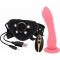 Harnais avec gode et vibration 18,5cm - rose