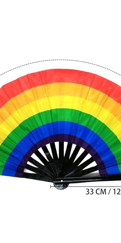 ABANICO GRANDE CON BANDERA LGT éventail grand avec design arc-en-ciel lgbtq+