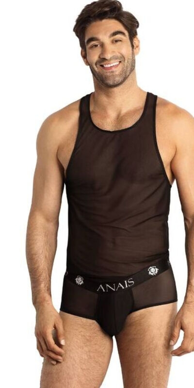 ANAIS MEN  SEXY T-shirt de lingerie noire moulante et élégante