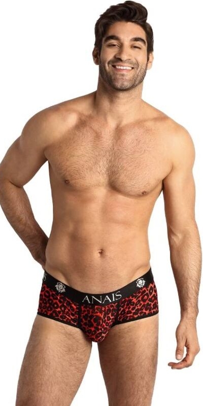 ANAIS MEN BOXER Lingerie en microfibre rouge avec motif animal