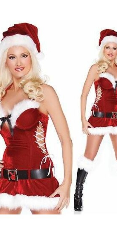 VESTIDO DE NAVIDAD Séduisant costume sexy de noël rouge velouté