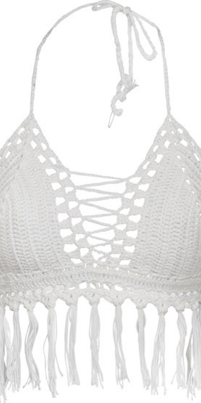 WEAVEFRINGE Description du bikini blanc en tissu en résille

le bikini blanc en tissu en résille est u