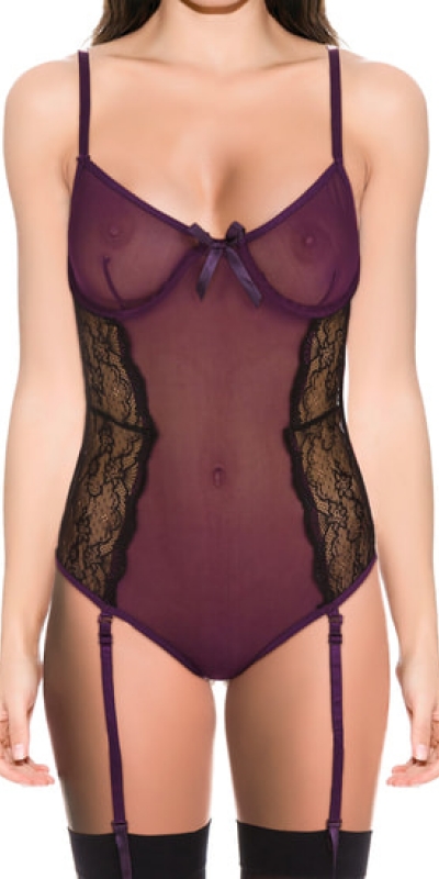 BODY PURPLE RIVER Body violet avec dentelle