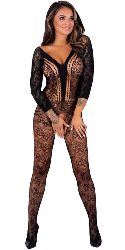 CORDILL LC 17357 BODYSTOCKING Lingerie erótica que combina medias y blusa de manga larga