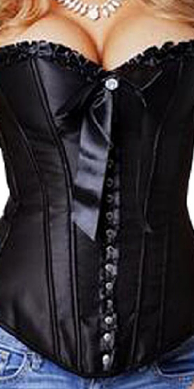 DIONISOS Corset noir avec noeud