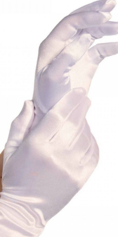 SATIN Gants courts en lingerie, couleur blanc.