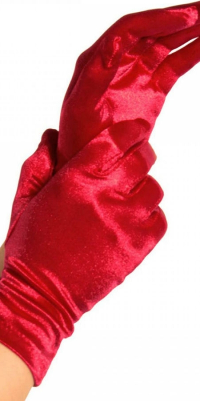 GUANTES SATIN ROJO Gants courts rouges, élastiques et élégants